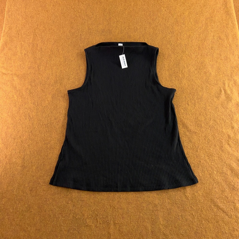 Old Navy Womens XL Black Ribbed Mock Neck Sleeveless Tank Top NWT